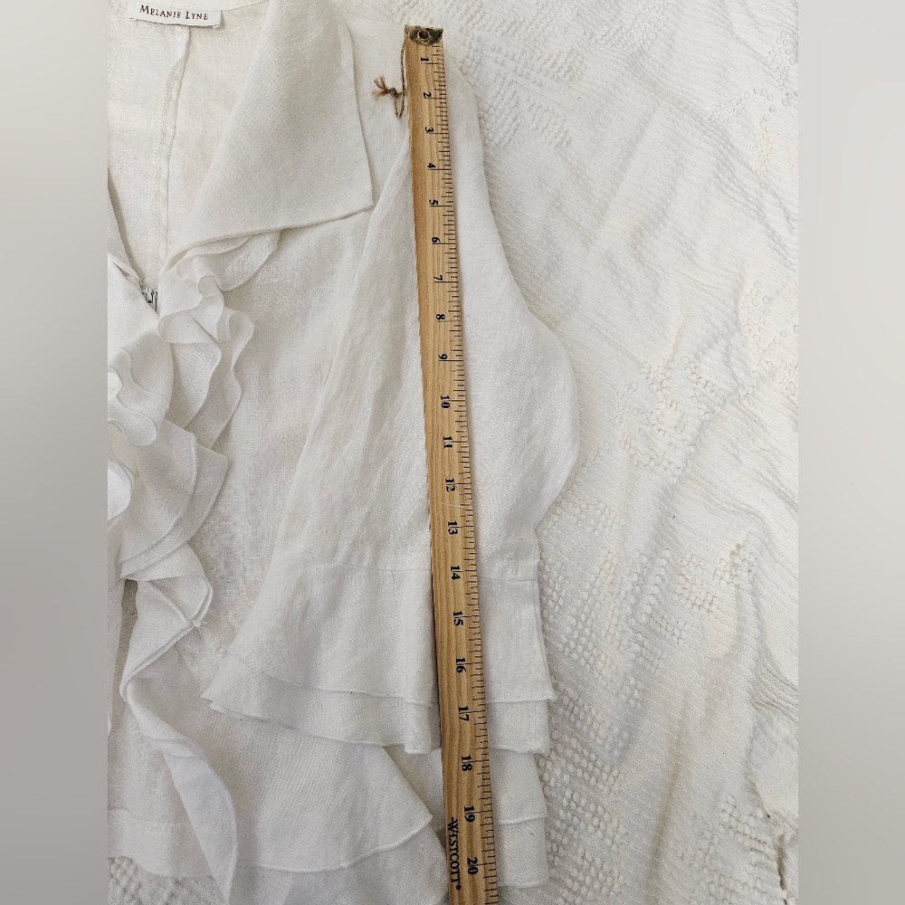 White Ruffled Linen Blouse - Picture 6 of 8